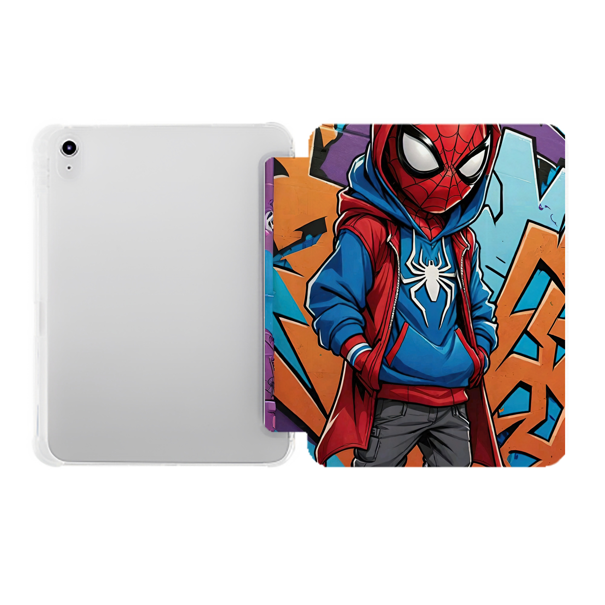 （画像用） Spider Man スパイダーマン IPad ケース ペン収納付き 三つ折りスタンド PUレザー×シリコン 対応機種9.5/10.5/10.9インチ